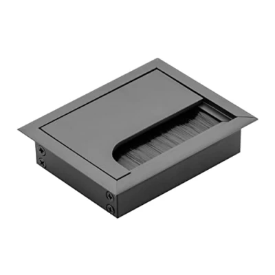 Abbildung von GTV Kabeltülle Merida Kabeldurchführung mit Öffnungsdeckel Kabeldurchlass Rechteckig Kabelorganisation für Möbel Kabeldurchlass/für die Installation in der Arbeitsplatte / 80x100mm Schwarz