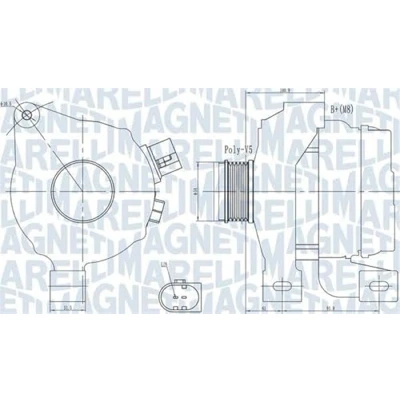 Abbildung von MAGNETI MARELLI 063732001010 Lichtmaschine 14V 180A VOLVO: XC60 I, V70 3, S60 II