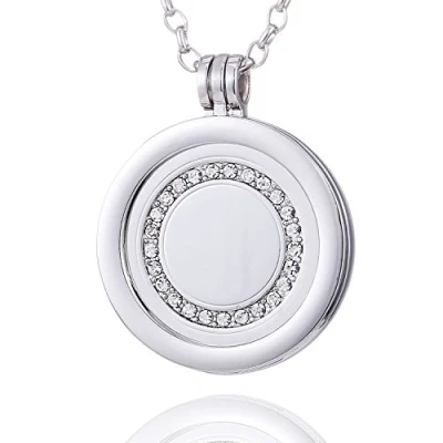 Abbildung von Morella Kette mit Anhänger Damen Halskette 70 cm Coin 33 mm (2 tlg), Silberkette inkl. austauschbarem Coin, im Samtbeutel