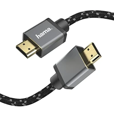Abbildung von Hama Premium HDMI Kabel 5 Meter Ultra High Speed (Exzellentes Monitorkabel 4K / 8K, 48 Gbit/s, UHD Bildschirmkabel eARC, Ethernet, HDR, Aramidfaser Kabelmantel, 2.1 120 Hz/60 Hz) 5m