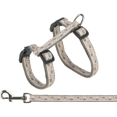 Abbildung von Trixie Cat harness with lead, 2745 cm/13 mm, 1.20 m, grey/beige