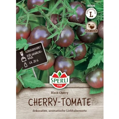 Abbildung von Sperli Cherry Tomatensamen Black 83303 Dekorative Sorte Aromatische Liebhabersorte Inhalt für 9 Pflanzen Gemüsesamen, Samen Gemüse, Saatgut