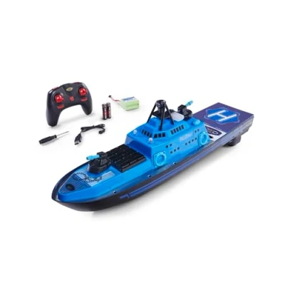 Abbildung von Carson 500108049 RC Polizeiboot 2.4G 100% RTR Ferngesteuertes Boot, Boot für Kinder und Erwachsene, inklusive Fernsteuerung, Blau