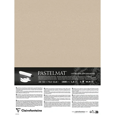 Abbildung von Clairefontaine 796015C Packung mit 5 Bogen Pastelmat kaschiert, DIN A4+, 24x32cm, praktisch und sicher, 360g, Sand, 1 Pack