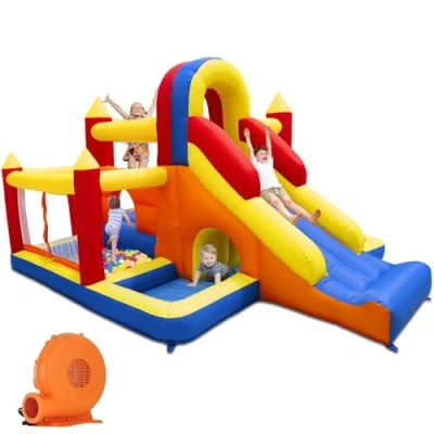 Abbildung von Ballsea Hüpfburg mit Gebläse, verarbeitet dickere Säulen, und Außenbereich XXL Kinderspielplatz Rutsche, Trampolin, Sicherheitsnetz, EN71 Zertifiziert, für 3 8 Jahre, 371 * 351 190CM