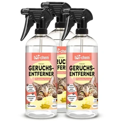 Abbildung von bio chem Geruchsentferner Enzymreiniger Katzenurin 750 ml mit Mikroorganismen gegen Tiergerüche (Spar Set, 3 St., 3), neutralisiert effektiv.