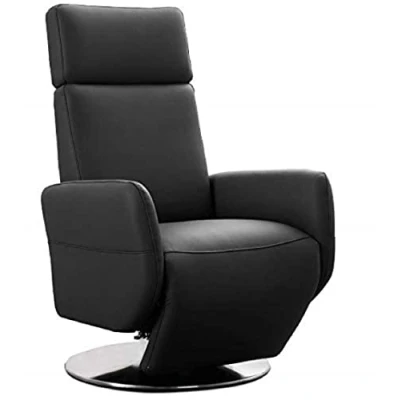Abbildung von Cavadore TV Sessel Cobra / Fernsehsessel mit Liegefunktion, Relaxfunktion Stufenlos verstellbar Ergonomie M Belastbar bis 130 kg 71 x 110 82 Echtleder Schwarz