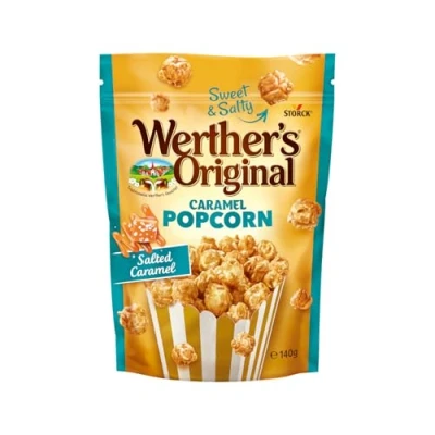 Abbildung von Werther&#039;s Original Caramel Popcorn Salted (1 x 140 g) knuspriges mit salzigem Sahne Karamell Überzug