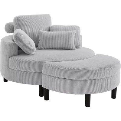Abbildung von ATLANTIC home collection Loveseat, XXL Sessel, inklusive Stauraumhocker, Rückenkissen &amp; drei Zierkissen
