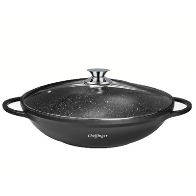 Abbildung von Cheffinger Bratpfanne WOK Wokpfanne Woktopf Induktion 40cm mit Deckel