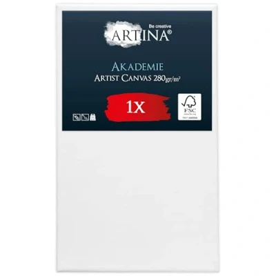 Abbildung von Keilrahmen Leinwand zum Bemalen 70x120 cm Artina FSC® Leinwände für Acrylfarben Canvas 100% Baumwolle bespannte Set malen Acryl Rahmen Weiß