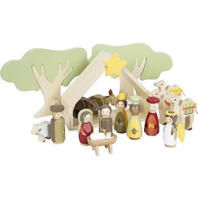Abbildung von Small Foot Krippe Spielset Weihnachtskrippe (21 tlg), hier erwacht die Weihnachtsgeschichte