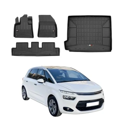 Abbildung von OMAC Fußmatten &amp; Kofferraumwanne Set kompatibel mit Citroen C4 Picasso 2013 2019 Gummi 4X