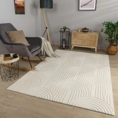 Abbildung von TT Home Teppich &quot;Flevo 203&quot;, rechteckig, 14 mm Höhe, Wohnzimmer Esszimmer Kurzflor Geometrisches Muster Skandi