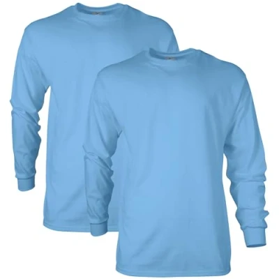 Abbildung von Gildan Unisex Erwachsene Ultra Cotton Long Sleeve, Style G2400, Multipack T Shirt, Blau (Carolina Blue), S (2er Pack)