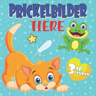 Abbildung von Prickelbilder Tiere ab 3 Jahren: 50 lustigen zum Malen, Prickeln, Ausschneiden und Basteln. Prickelblock für Jungen Mädchen