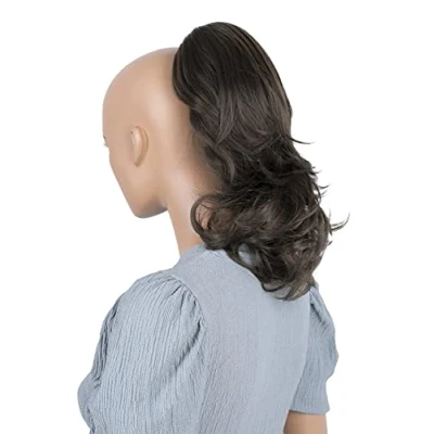 Abbildung von CAISHA 35cm Haarteil Helena Zopf Haarverlängerung mit Butterflyklammer Voluminös Gewellt Braun Brünett H86