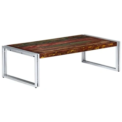 Abbildung von vidaXL Couchtisch Handgefertig Vintage Wohnzimmertisch Beistelltisch Kaffeetisch Sofatisch Tisch 120x60x35cm Recyceltes Massivholz Eisenbeine