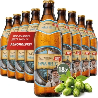Abbildung von Brauerei Zwönitz Papas Helles alkoholfrei 18 x 0,5 Liter/Helles Bier alkoholfrei/Geschenke für Bierliebhaber/alkoholfreies aus Hallertauer Hopfen