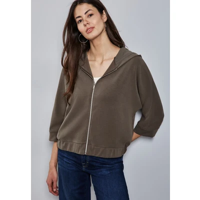 Abbildung von Street One Silklook Sweatjacke, Damen, Größe: 34, Braun