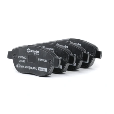 Abbildung von BREMBO P 61 068X Bremsbelagsatz exkl. Verschleißwarnkontakt mit Bremssattelschrauben ohne Zubehör PEUGEOT: 207 SW, CC, 206 Schrägheck