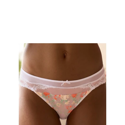 Abbildung von LASCANA Slip aus Mesh mit zarter Blumenstickerei und edler Jacquardspitze