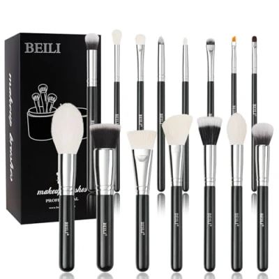 Abbildung von BEILI Schminkpinsel Set,15PC Pinselset Makeup Professionelles Foundation Make up Pinsel Set Premium Puderpinsel Lidschatten Blush Natürliches Ziegenhaar