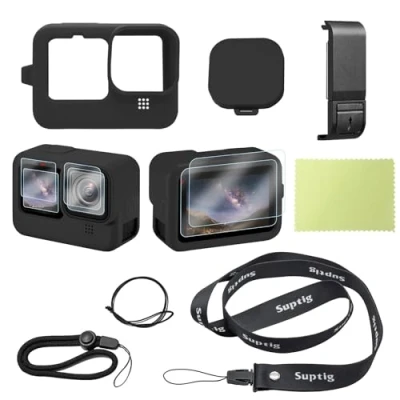 Abbildung von Suptig Schutzhülle, Silikon Hülle Kompatibel für Gopro Hero 12/ 11/ 10/Hero 9 Black (Schwarz)