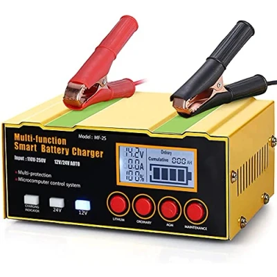 Abbildung von 12A Ladegeräte für Autobatterien, 12V/24V Intelligentes Ladegerät Autobatterie mit LCD Bildschirm, Auto und Motorrad, Batteriepfleger Rekonditionierungsmodus AGM
