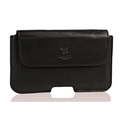 Abbildung von Matador kompatibel zu iPhone (16 PRO MAX) Ledertasche Handytasche Gürteltasche ECHT Leder Hülle Case mit Gürtelclip, Schlaufe und Magnetverschluss Schwarz