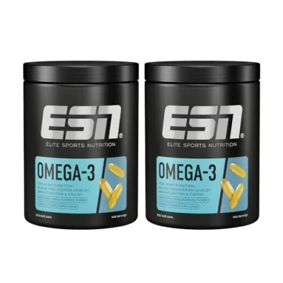 Abbildung von ESN Super Omega 3, 2 x 300 Kapseln, hochdosiert Fischöl mit 400 mg EPA und DHA pro Kapsel made in Germany
