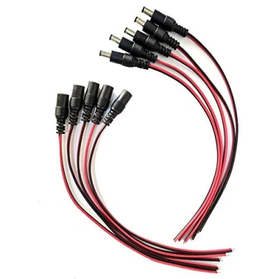 Abbildung von Liwinting 10pcs DC Power Pigtail Kabel, 5 Pairs Kabel 18AWG Männlich Stecker und Weiblich Buchse 5.5 X 2.1mm Stromkabel Pigtail, für CCTV Sicherheit Kamera