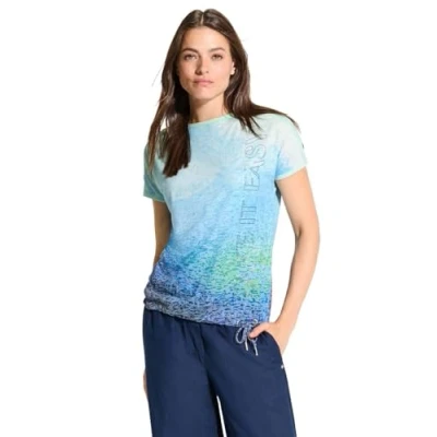 Abbildung von Cecil Burnout Batik Tshirt print, Damen, Größe: Small, Blau
