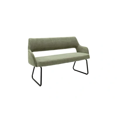 Abbildung von Robas Lund Esszimmerbank mit Rückenlehne, Sitzbank bis 280 kg belastbar, Stoffbezug Olive