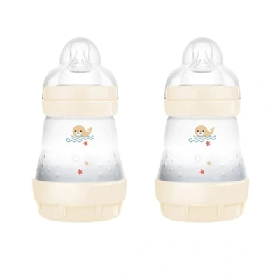 Abbildung von MAM Easy Start Anticolica Babyflasche im 2er Set, mit SkinSoftTM Silikonsauger, 0+ Monate, 160 ml, neutral