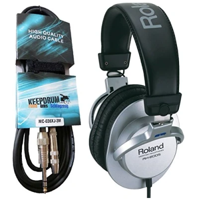 Abbildung von Roland RH 200S Kopfhörer Silber + keepdrum Verlängerungskabel 3m