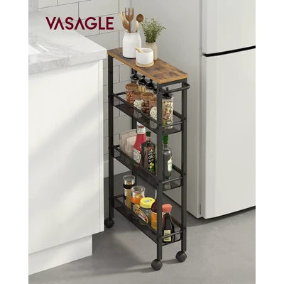 Abbildung von VASAGLE Beistellwagen, Küchenwagen schmal, Nischenregal, 13 x 45,5 77 cm