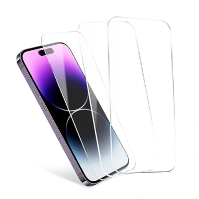 Abbildung von CELLONIC 3X Schutzfolie Handy kompatibel mit iPhone 14 Pro 6,1 Zoll Smartphone Displayschutz 2.5D aus Tempered Glass Ultra Thin 9H Schutzglas