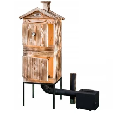 Abbildung von QLS Räucherofen aus Holz 120x50x50 cm, Räucherkammer Räucherschrank Zwei Kammer Garten