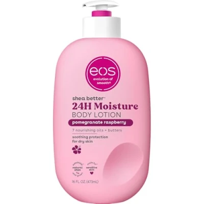 Abbildung von eos Shea Better Body Lotion Pomegranate Raspberry, 24 Hour Moisture Skin Care, Lightweight &amp; Non Greasy, Made with Natural Shea, Vegan, 16 fl oz