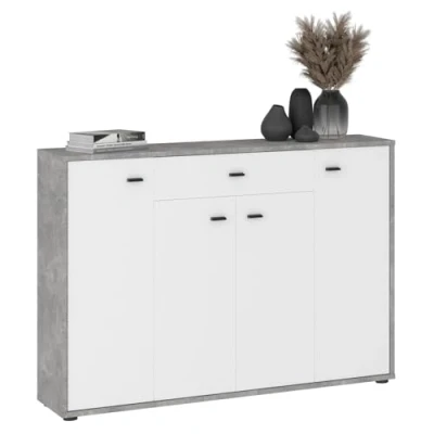 Abbildung von IDIMEX Highboard MILAS, Kommode mit Schublade schmale Flurkommode Stauraum Betonoptik weiß/bet
