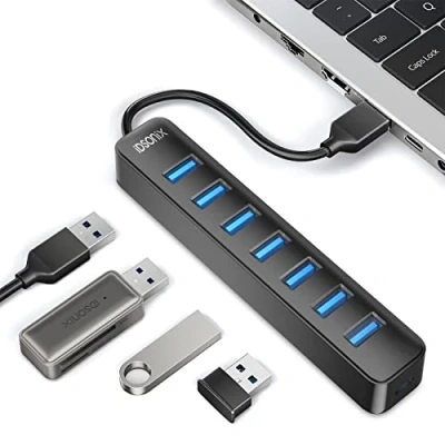 Abbildung von USB Hub, iDsonix 7 Ports Mehrfach 3.0 Hub mit 15cm Kabel, SuperSpeed 5Gbps Datenhub Verteiler für Laptop, MacBook, MacBook Air/Pro/Mini,iMac, MacPro,Surface Pro,PS4,USB Flash Drives,Drucker