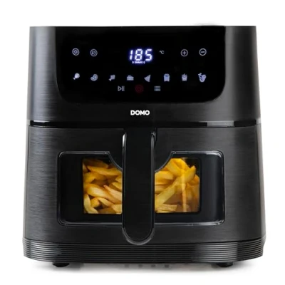Abbildung von DOMO DO542FR Heißluft Fritteuse/Deli fryer mit Sichtfenster Timer Erinnerungsfunktion Touch Display 4 L 1350 W schwarz