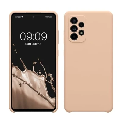 Abbildung von kwmobile Hülle kompatibel mit Samsung Galaxy A52 / 5G A52s Silikon Handy Case Handyhülle weiche Oberfläche kabelloses Laden Pastell Pfirsich
