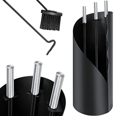 Abbildung von KESSER Kaminholzkorb, Kaminbesteck Set 4 teiliges Kaminzubehör Modern Design