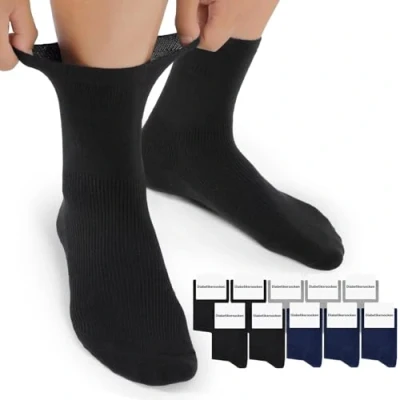 Abbildung von Mowenti Diabetikersocken Für Herren Ohne Naht Gummibund aus Baumwolle Diabetiker Socken Damen 39 42 10 Paar Schwarz Grau Blau Herrensocken Damensocken
