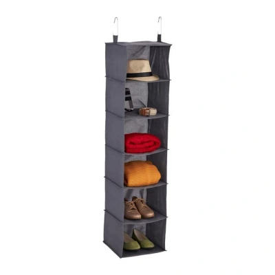 Abbildung von relaxdays Hängeregal Kleiderschrank 6 Fächer, Grau