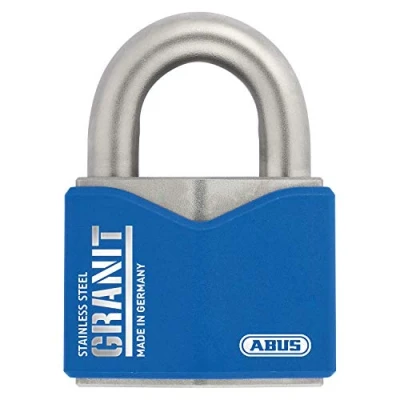 Abbildung von ABUS 37ST/55, Herkömmliches Vorhängeschloss, Tastensperre, Unterschiedliche Schließung, Blau, Edelstahl, Edelstahl