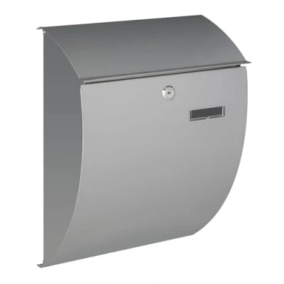 Abbildung von Perel Briefkasten Nice, Wandmontage, gebogen, mit Namensschild, inkl. 2 Schlüssel, Abmessungen (H x B T) 40 31 16 cm, Silber