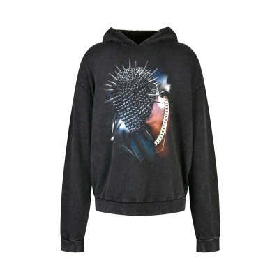 Abbildung von Upscale by Mister Tee Thorned MASK Kapuzenpullover, Herren, Größe: Large, Black acid washed